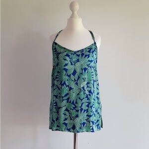 NWT intimissimi green and blue Tropical Leaf cami w lace back 90s y2k L